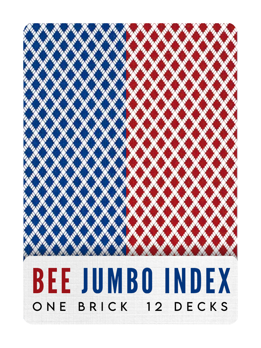 BEE Playing Cards BRICK / 12-DECKS  (Red and Blue) - JUMBO INDEX