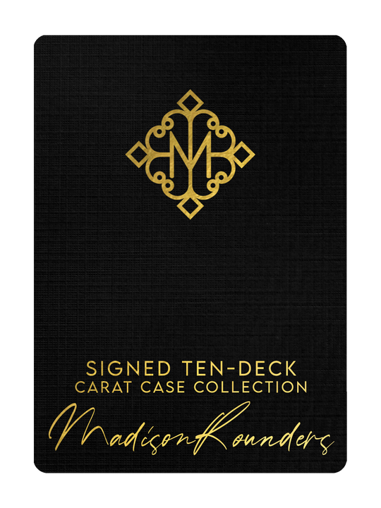 TEN-DECK MADISON ROUNDERS SET with CARAT CASES Signed by MADISON playing cards