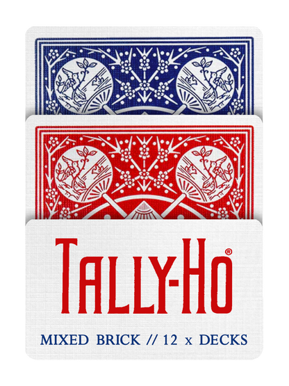 TALLY-HO Fan Back SLEIGHTS - MIXED BRICK (12 Decks)
