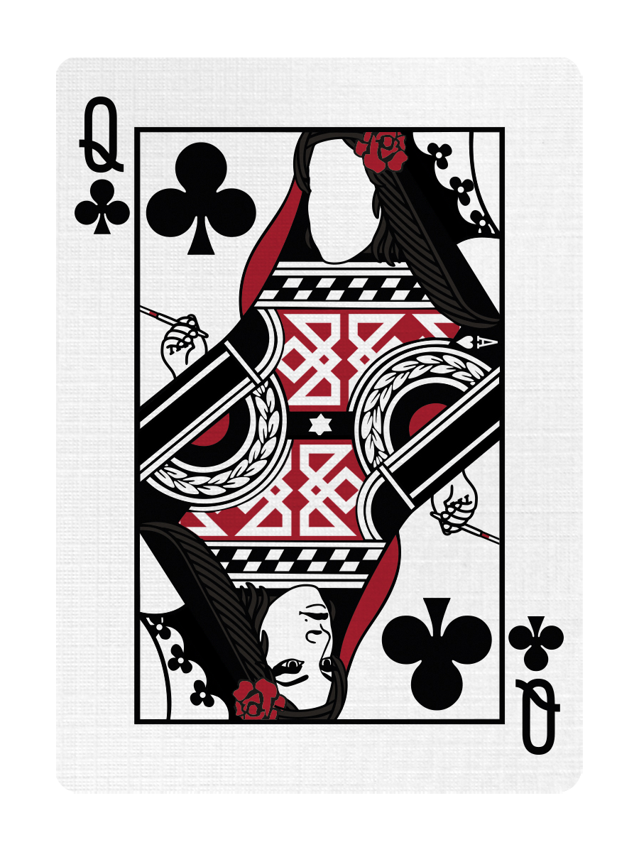 QUEEN of CLUBS - CUSTOM COURT CARD playing cards — view 2