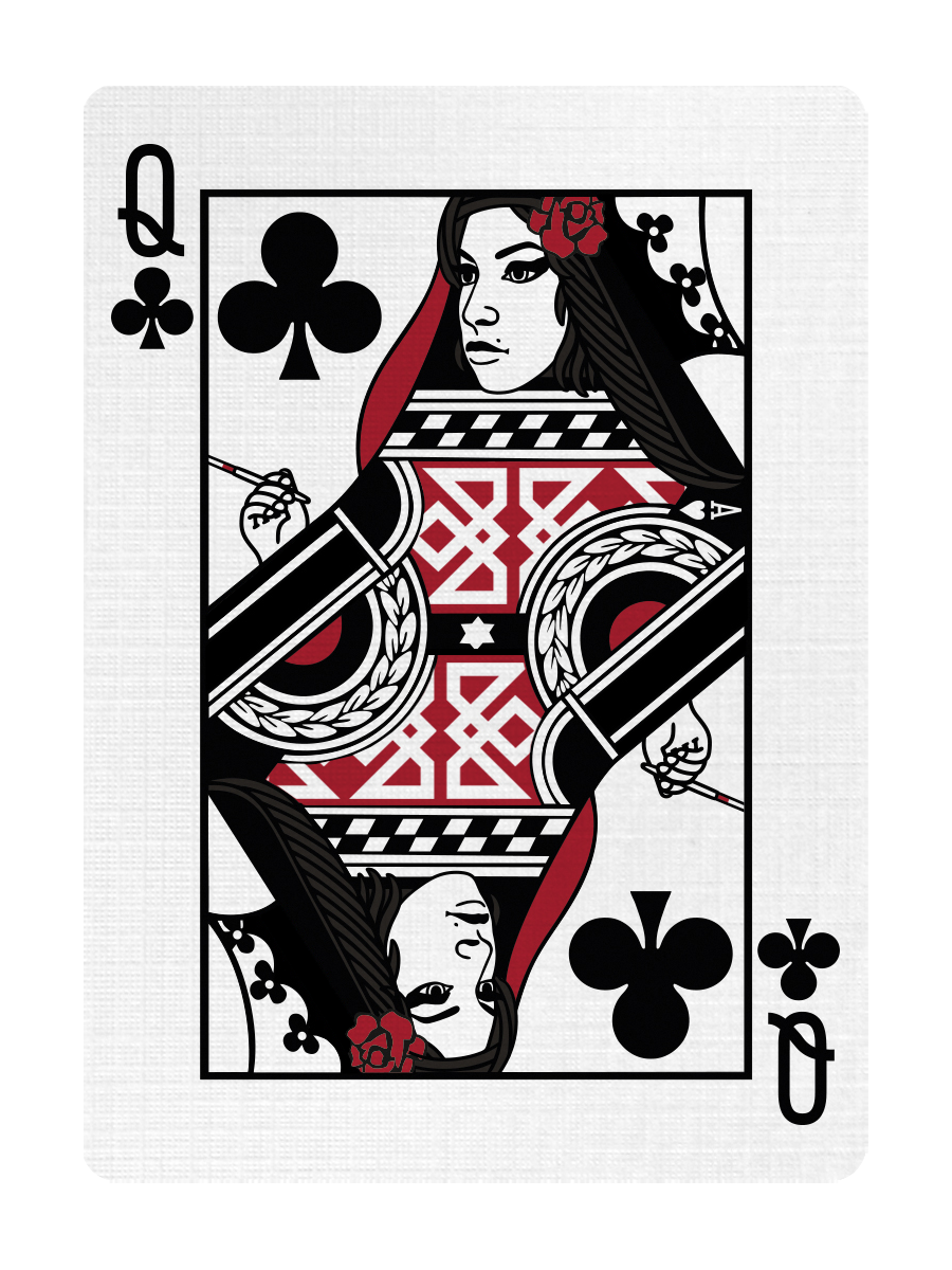 QUEEN of CLUBS - CUSTOM COURT CARD playing cards — view 3