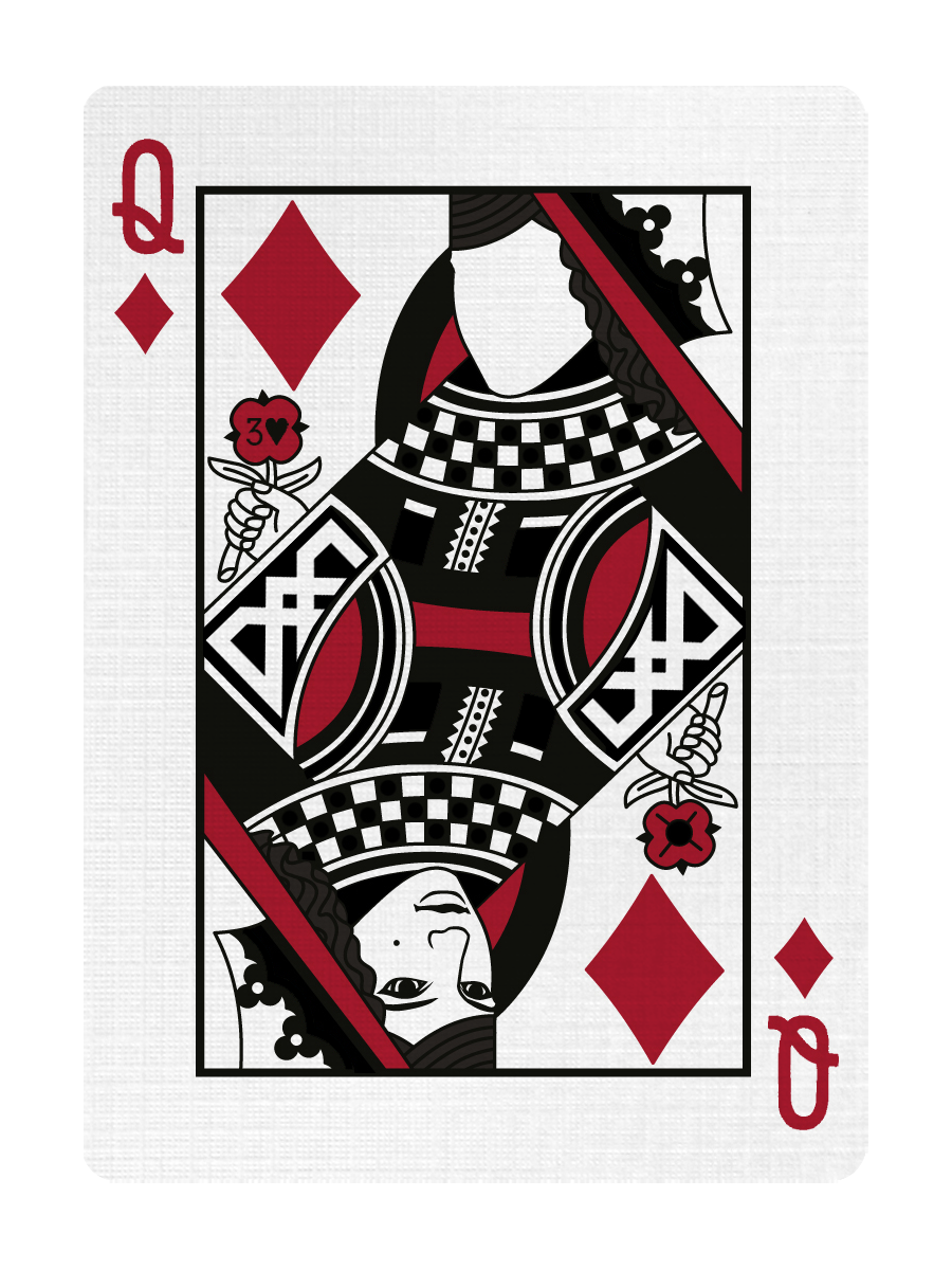 QUEEN of DIAMONDS - CUSTOM COURT CARD playing cards — view 2
