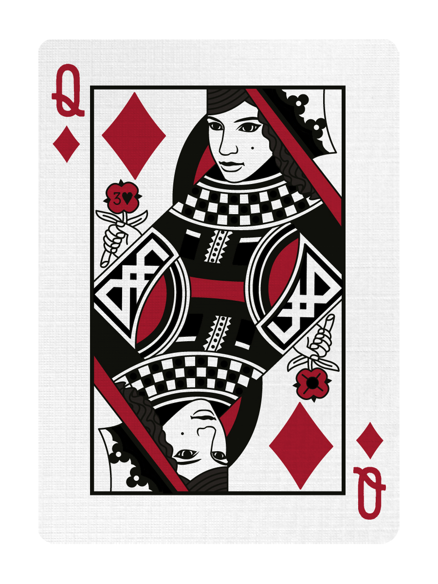 QUEEN of DIAMONDS - CUSTOM COURT CARD playing cards — view 3