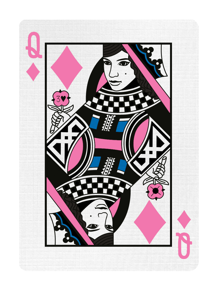 QUEEN of DIAMONDS - CUSTOM COURT CARD