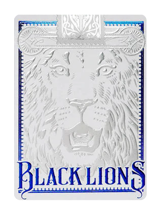 BLACK LIONS Playing Cards by DAVID BLAINE (White Tuck / Blue & Silver Foil Lion) playing cards