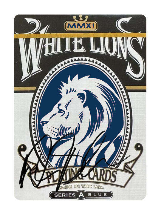 WHITE LIONS Series A BLUE Playing Cards Signed by DAVID BLAINE playing cards