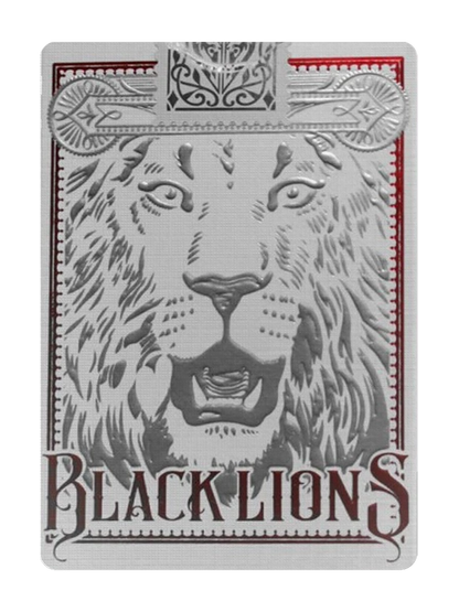 BLACK LIONS Playing Cards by DAVID BLAINE (White Tuck / Red & Silver Foil Lion) playing cards