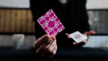 Daniel Madison holding the Pink Masters Playing Cards Back Design