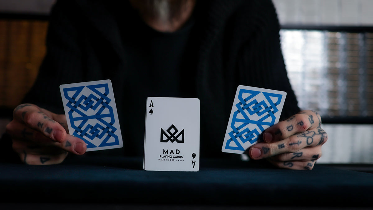Daniel Madison - the 9 of Clubs and the Mad Deck blue Svengali playing cards Ace of Spades card