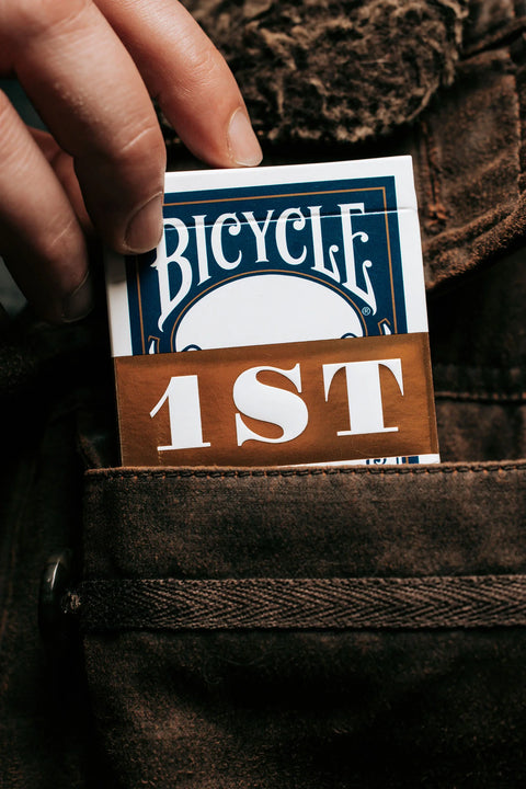1ST Edition Bicycle Rider Backs (Blue) playing cards — view 10