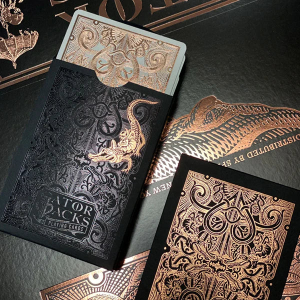 ROSE GOLD GATORBACKS by DAVID BLAINE (Rose Gold Gator/Black Tuck) BRICK DEAL playing cards — view 6