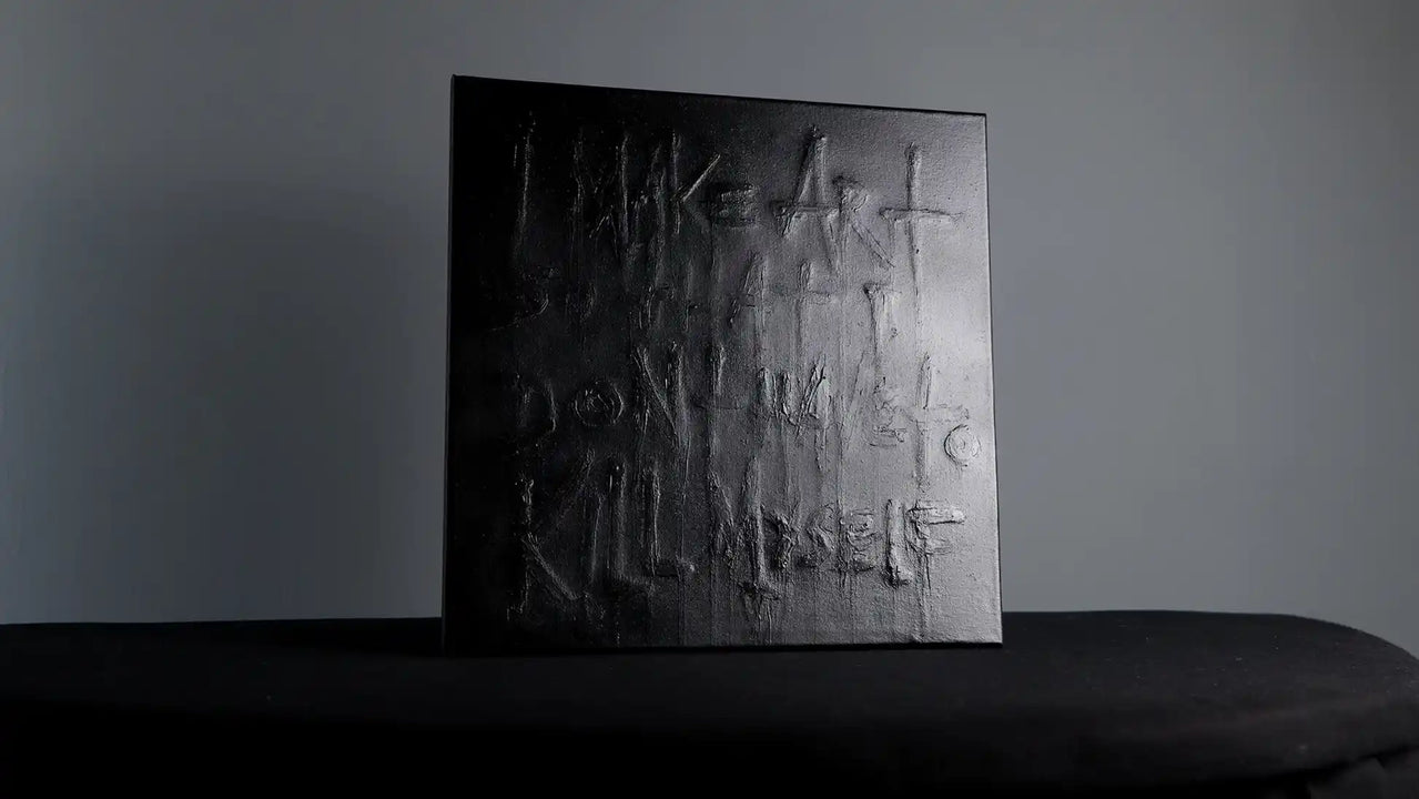 SURVIVAL original painting by Daniel Madison - white paint on white canvas created during mental health crisis, first expression after PAINt in 2024, art as suicide prevention