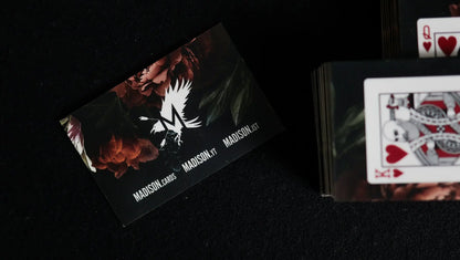 Executive Advocate pocket index with custom gaff business cards - Ace of Spades revealing King of Diamonds and 4 of Hearts melting into 9 of Clubs, used at only 2 events