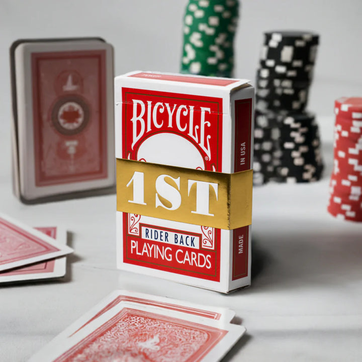 1ST Edition Bicycle Rider Backs (Red) playing cards — view 5